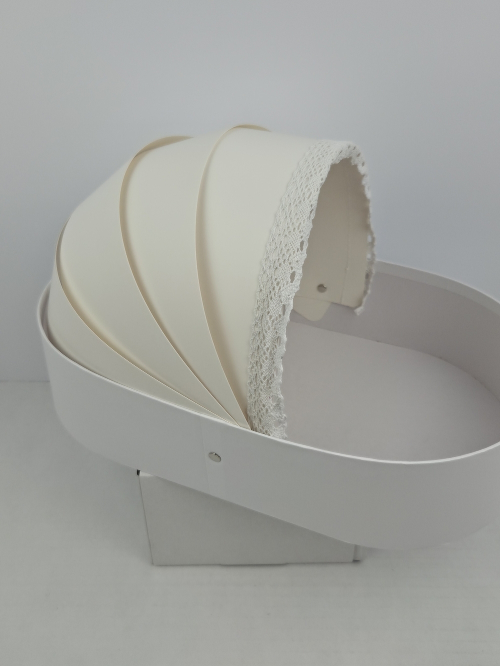 Cream Decorative Storage Basket with Lace Trim